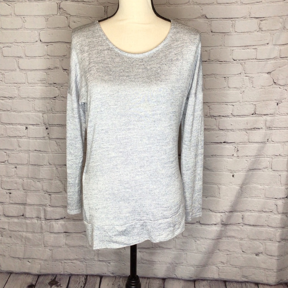 Athleta Heather Gray Luxe-Pose Tunic Long Sleeve Open Back Athleisure Top Small
